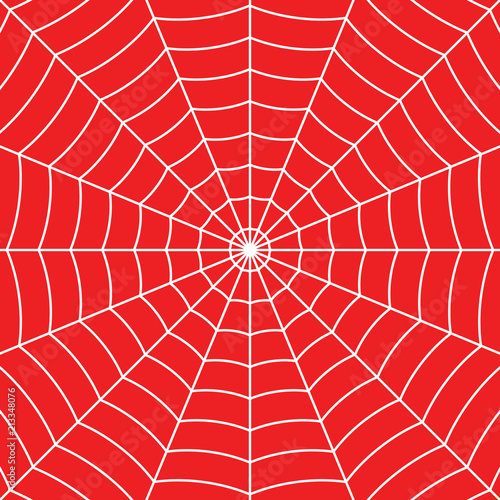 White Cobweb on Red background. Vector illustration
