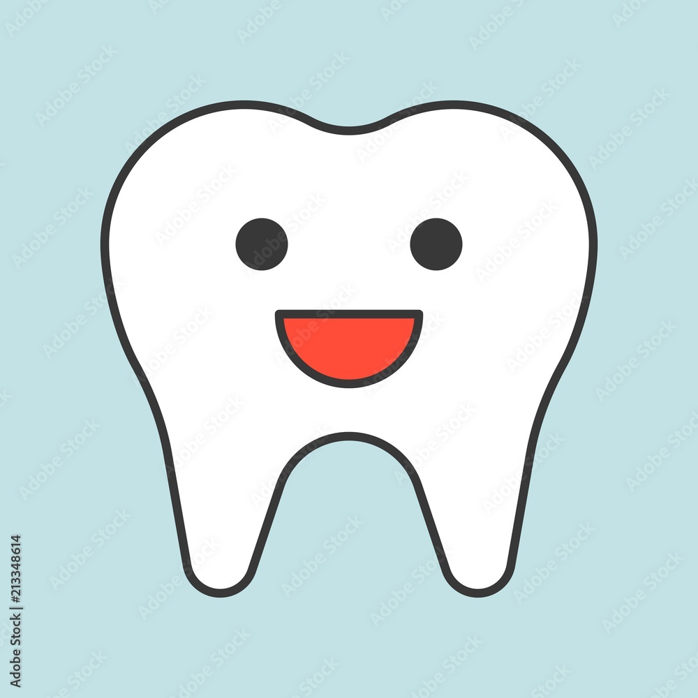 Cute healthy tooth smile, dental related icon, filled outline Cute healthy tooth smile, dental related icon, filled outline
