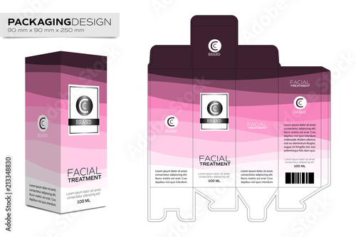 Packaging design template box layout for cosmetic product. Treatment concept vector