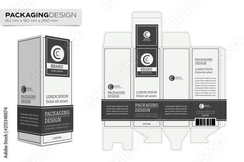 Packaging design template box layout for cosmetic product. Vintage concept vector