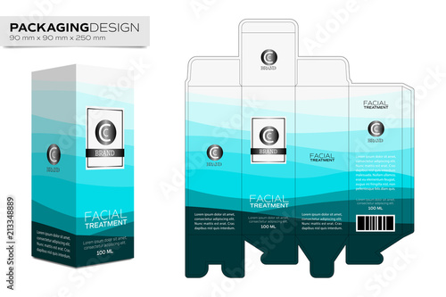 Packaging design template box layout for cosmetic product. Treatment concept vector