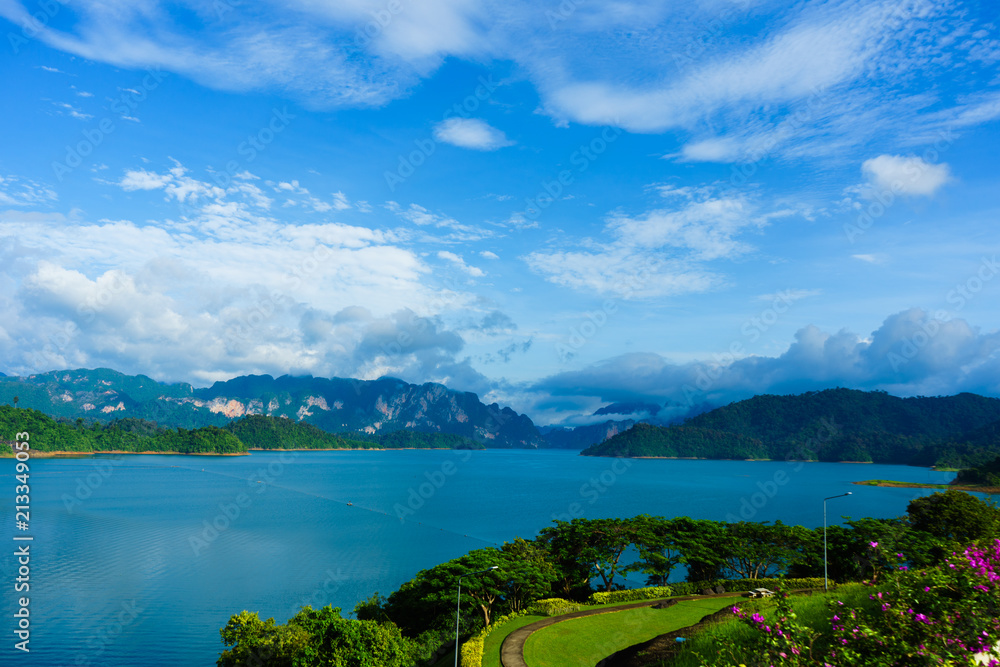 Ratchaprapha dam or Cheow Lan Dam is a beautiful view at Surat Thani, Thailand.