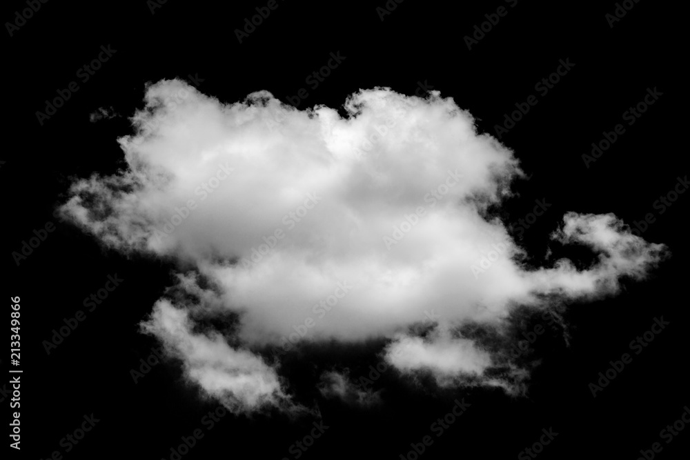 Single white cloud isolated on black background and texture Single white cloud isolated on black background and texture