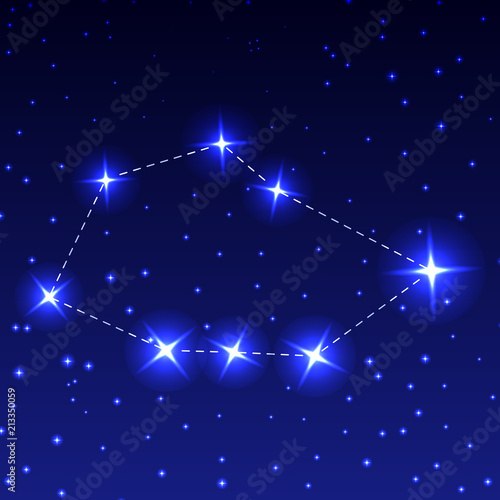 The Constellation Sail in the night starry sky. Vector illustration of the concept of astronomy.