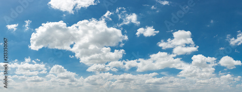Blue sky background with clouds, panorama
