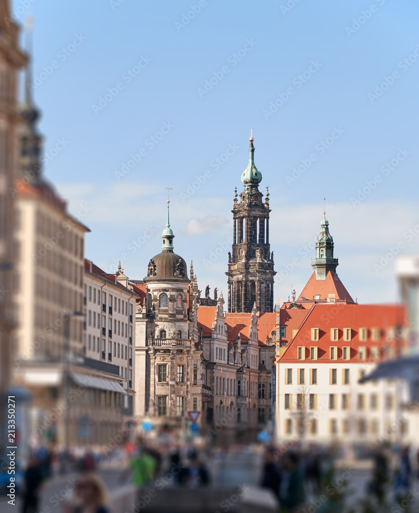 the city centre of Dresden with historical buildings