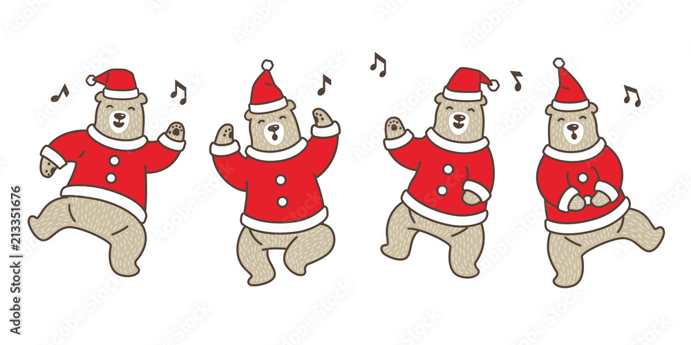 Bear vector Christmas polar bear Santa Claus icon logo teddy cartoon illustration doodle