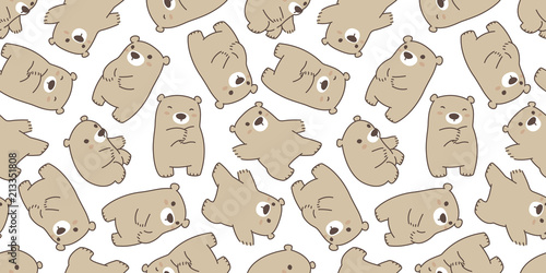 bear seamless pattern vector polar bear panda teddy scarf background wallpaper repeat isolated brown
