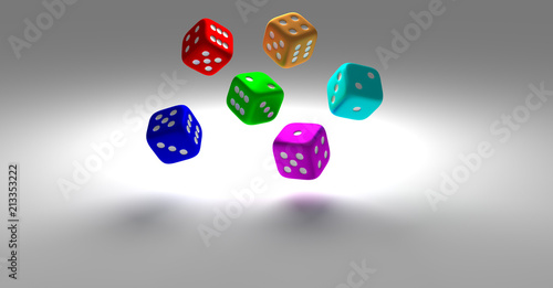 3d modern six colorful dice