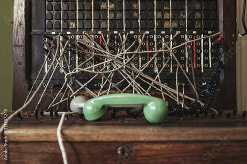 Old telephone pbx switchboard