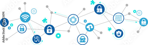 security concept: safe network / IT security / blockchain - vector illustration