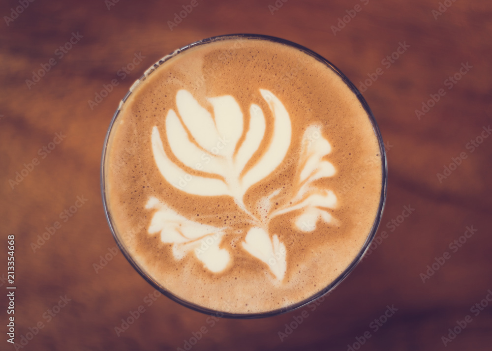 Coffee latte art top view