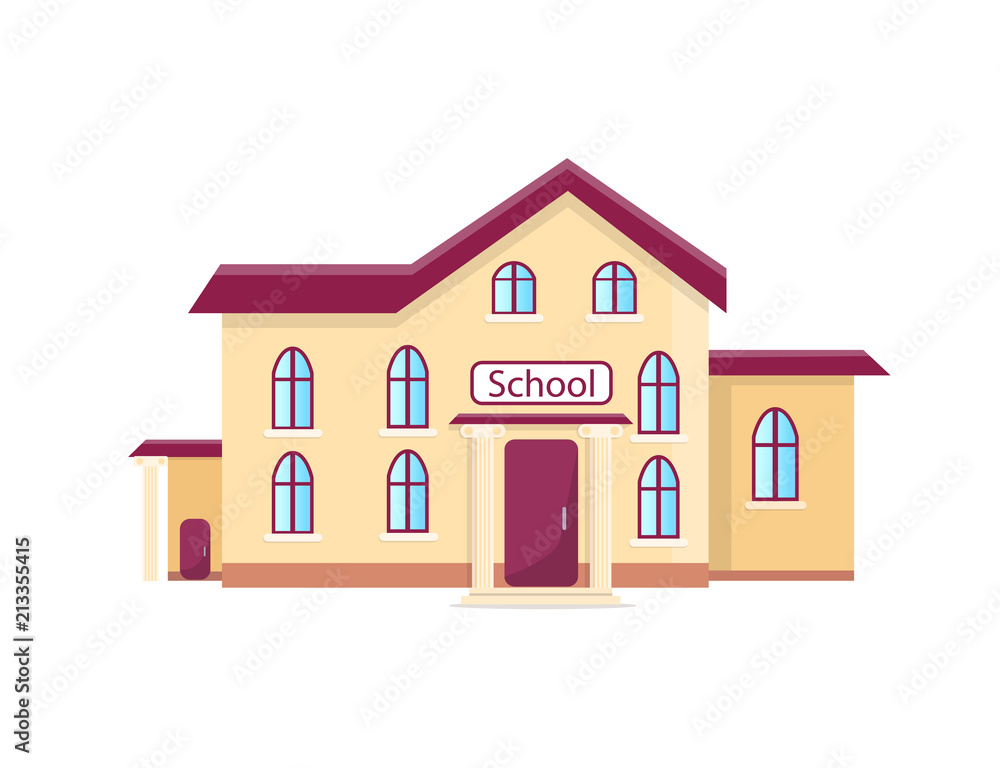 School Isolated Cartoon Illustration with Inscription School Isolated Cartoon Illustration with Inscription