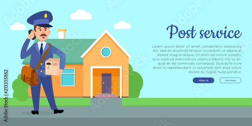 Post Service Flat Vector Cartoon Web Banner