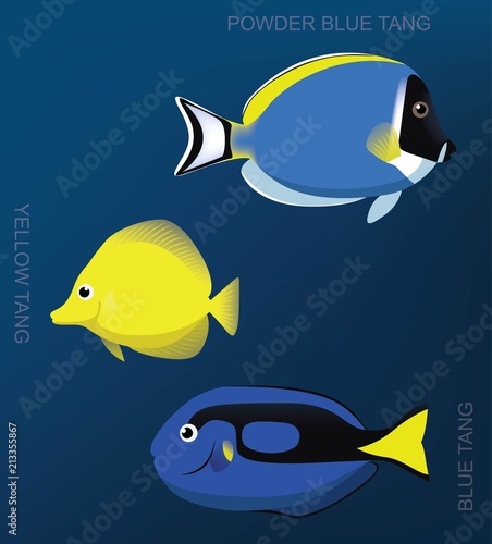 Reef Surgeonfish Set Cartoon Vector Illustration
