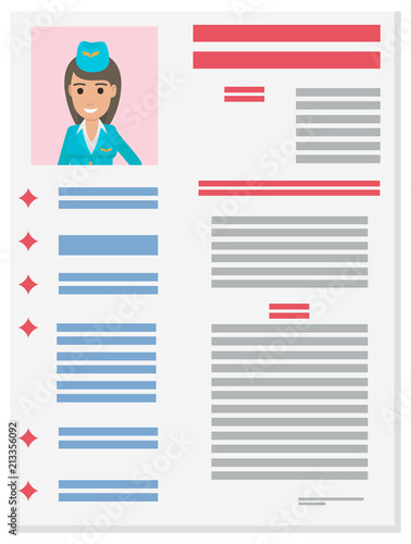 Stewardess Career Information Leaflet Flat Vector