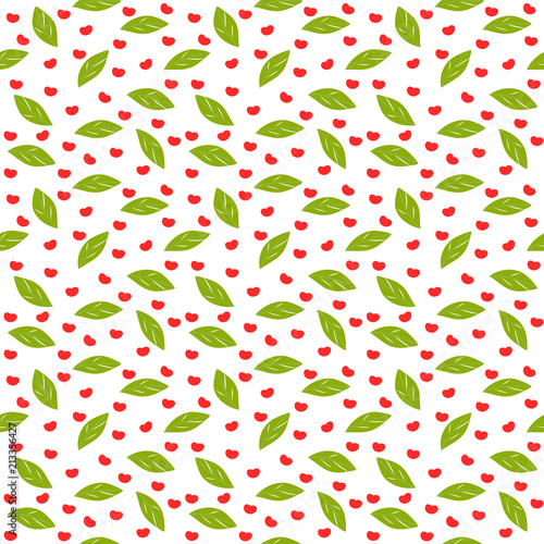 Cherrys and leaves seamless pattern background