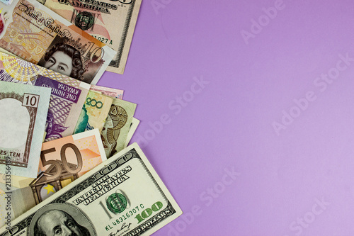 Different world banknotes. Background for business and finance. Money concept