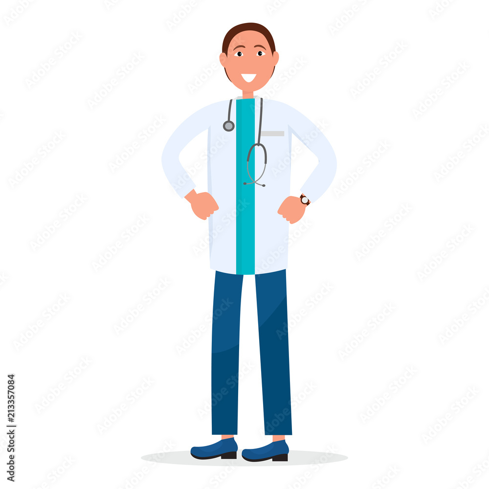 Man Doctor with Stethoscope Isolated on White Man Doctor with Stethoscope Isolated on White