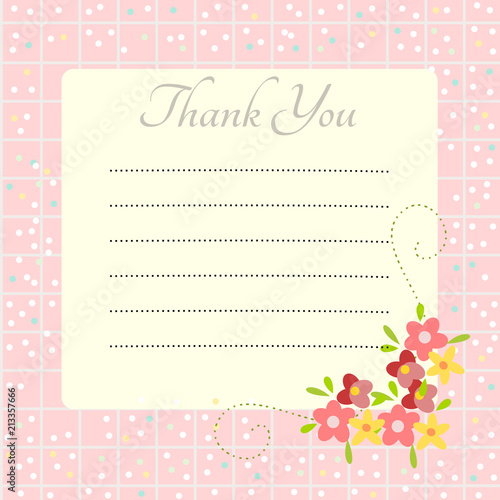 Sweet flowers vector Thank you memo paper