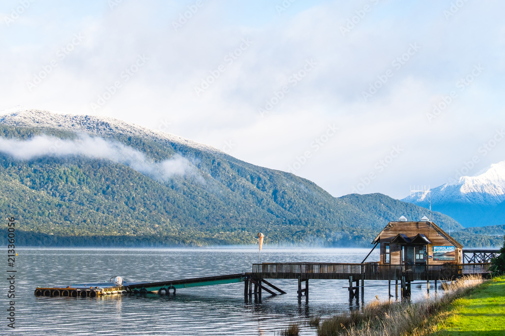 2018, APR 18 - Te Anau, Southland, New Zealand, Beautiful scenery of Lake Te Anau in the morning.