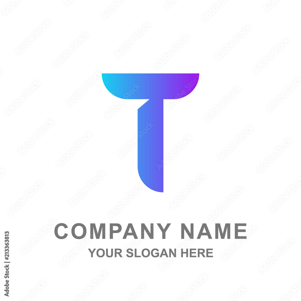 Blue Letter T Modern Style Logo Vector Illustration Business Font Blue Letter T Modern Style Logo Vector Illustration Business Font