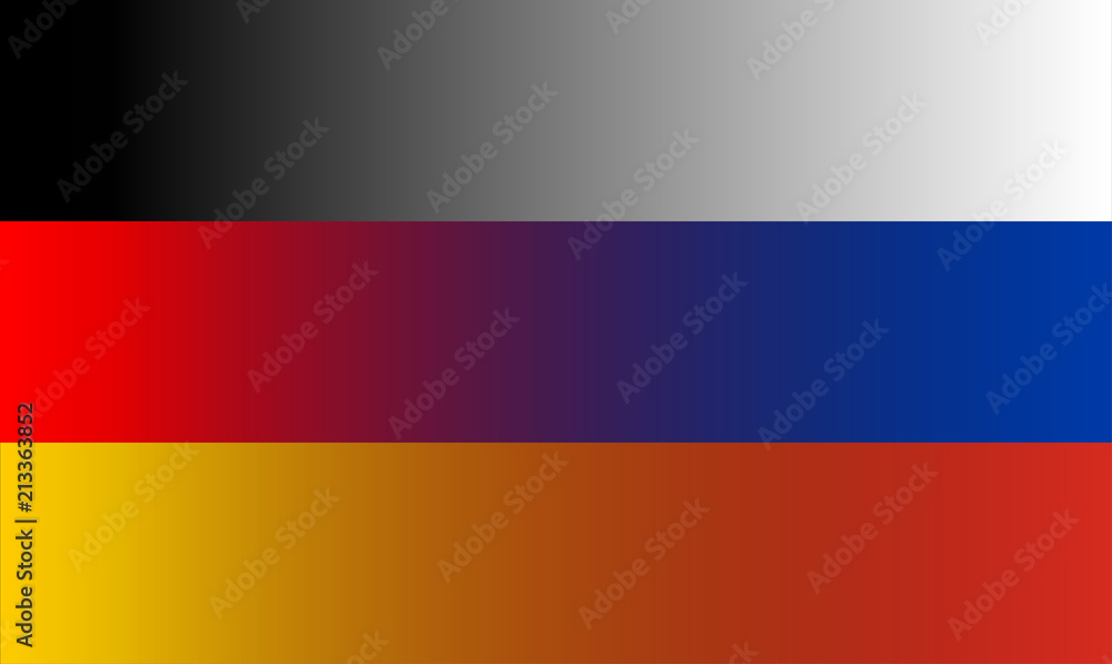Fototapeta premium Federal Republic of Germany and Russia flags in gradient superimposition. Vector