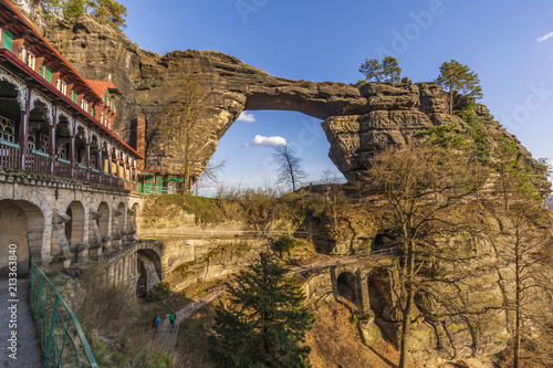 View of the Prebischtor Gate, Bohemian Switzerland, Czech Republic