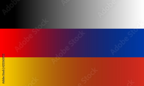 Federal Republic of Germany and Russia flags in gradient superimposition. Vector