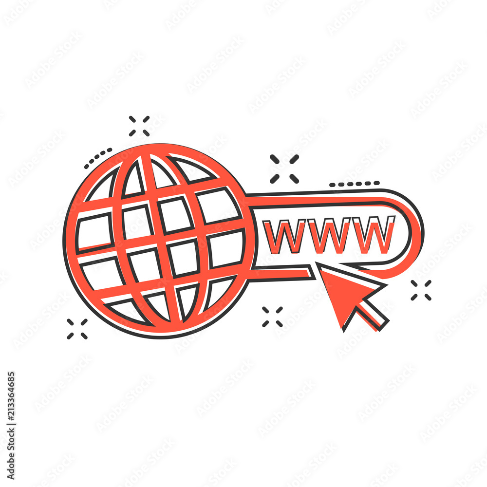 Vector cartoon go to web icon in comic style. Globe world sign illustration pictogram. WWW url business splash effect concept. Vector cartoon go to web icon in comic style. Globe world sign illustration pictogram. WWW url business splash effect concept.