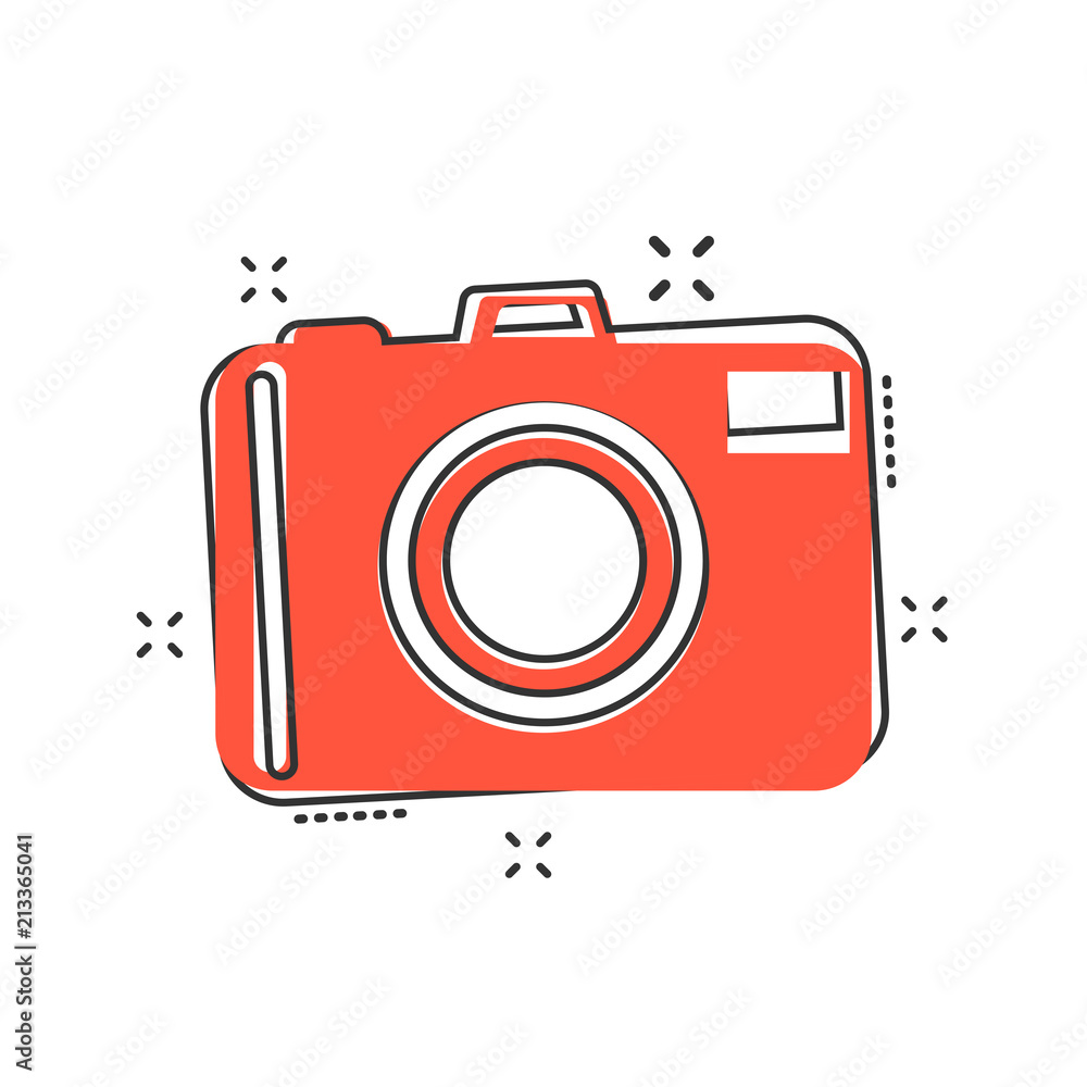 Vector cartoon photo camera icon in comic style. Photographer cam sign illustration pictogram. Camera business splash effect concept. Vector cartoon photo camera icon in comic style. Photographer cam sign illustration pictogram. Camera business splash effect concept.