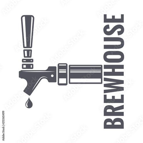 beer tap logo of brewhouse on white background