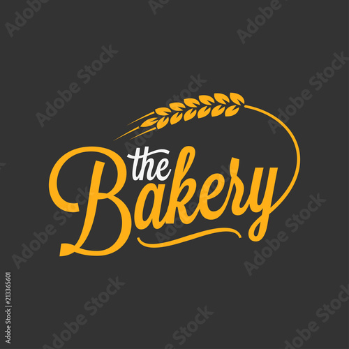 bakery vintage lettering logo with wheat on black background