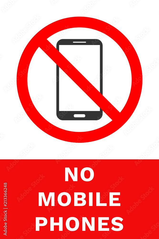 NO MOBILE PHONES sign. Vector. NO MOBILE PHONES sign. Vector.