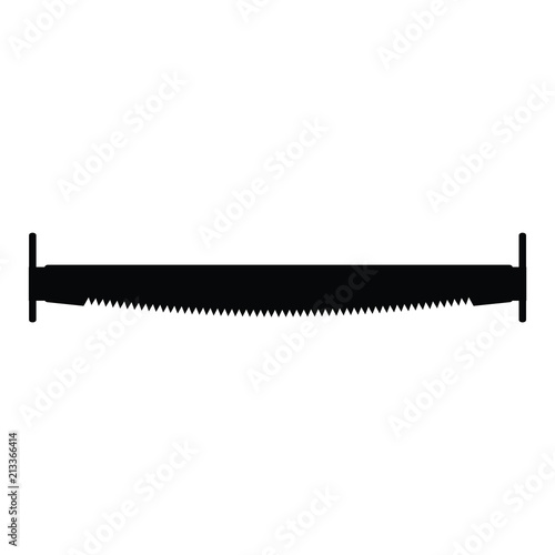 A black and white silhouette of a crosscut saw