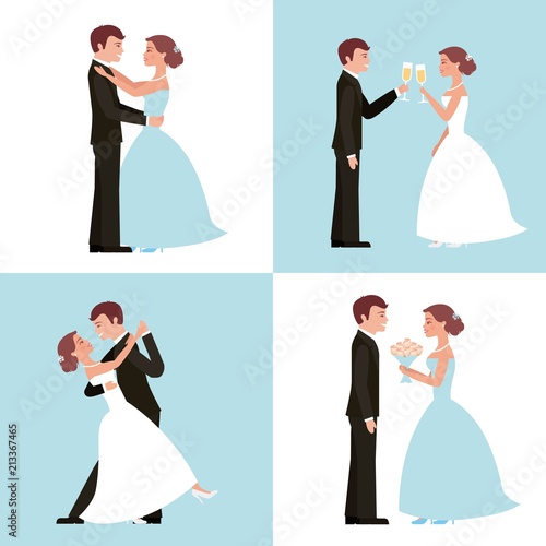 wedding card bride and groom set