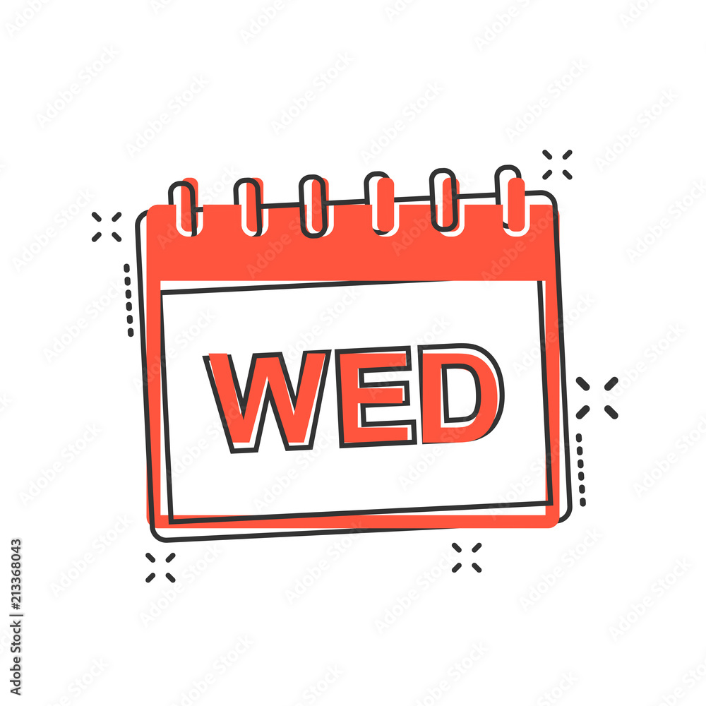 Vector Cartoon Wednesday Calendar Page Icon In Comic Style Calendar vector-cartoon-wednesday-calendar-page-icon-in-comic-style-calendar