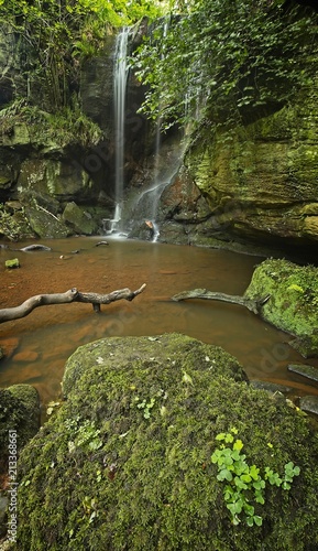 Views of Roughting Linn Waterfall. In the county of Northumberland, England, England. UK. photo