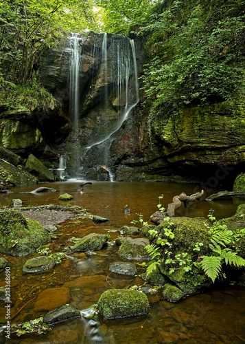 Views of Roughting Linn Waterfall. In the county of Northumberland, England, England. UK. photo