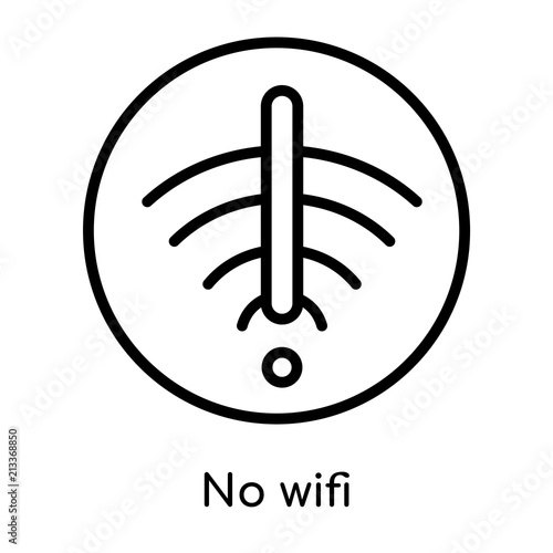 No wifi icon vector sign and symbol isolated on white background, No wifi logo concept