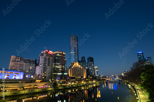 Melbourne City Scape with Yarra river at Dawn