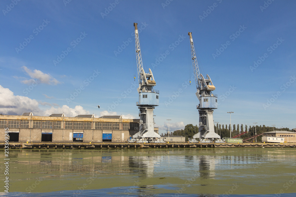 Harbor cranes in Gdansk. Poland Harbor cranes in Gdansk. Poland