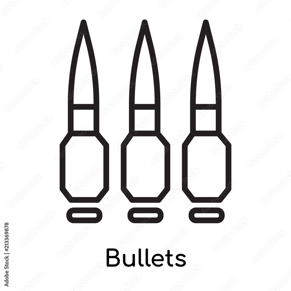 Bullets icon vector sign and symbol isolated on white background, Bullets logo concept, outline symbol, linear sign Bullets icon vector sign and symbol isolated on white background, Bullets logo concept, outline symbol, linear sign