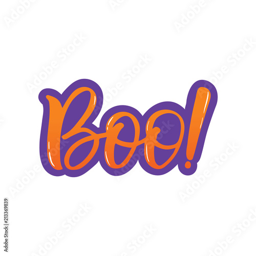 Hand drawn lettering card. The inscription: Boo. Perfect design for greeting cards, posters, T-shirts, banners, print invitations.