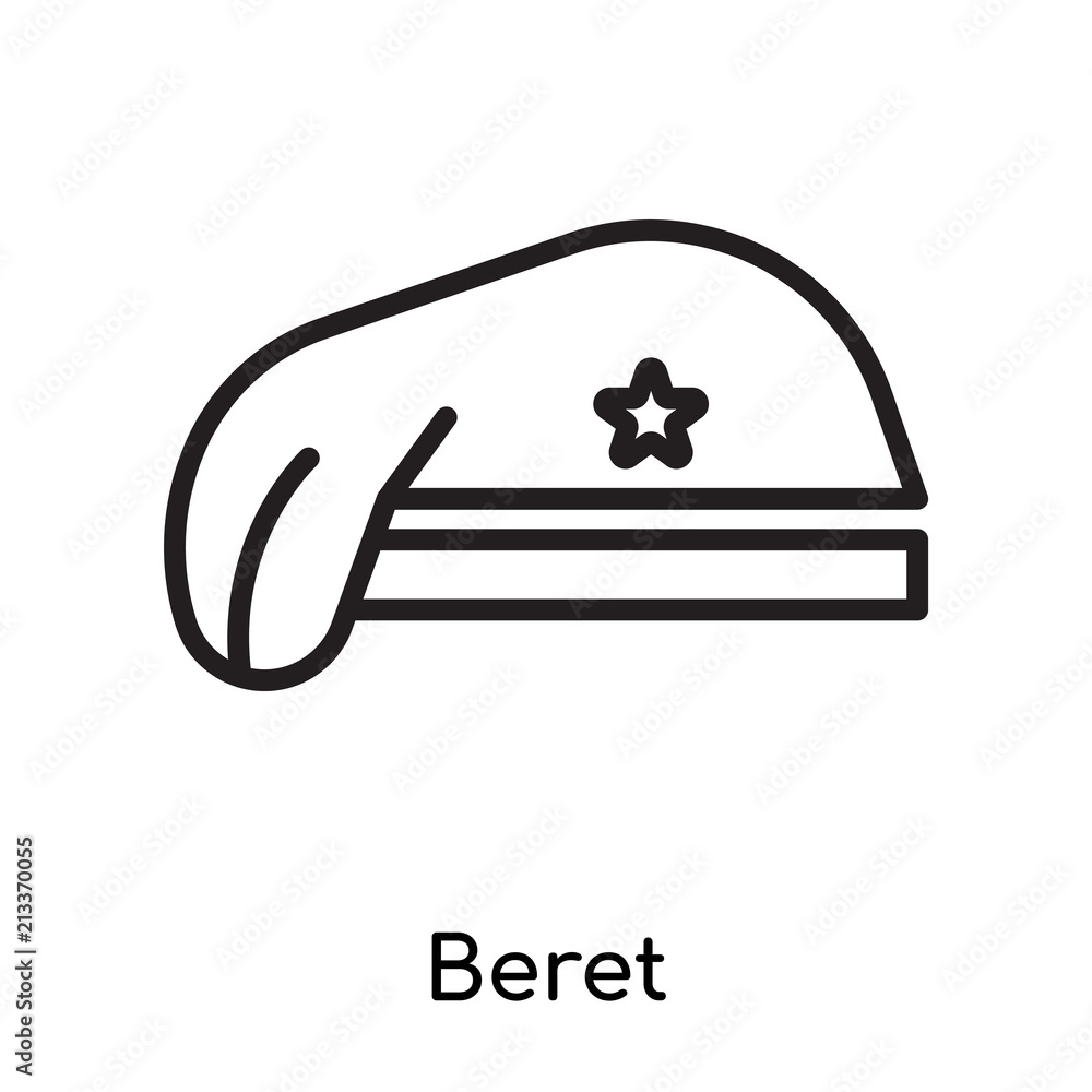 Beret icon vector sign and symbol isolated on white background, Beret logo concept, outline symbol, linear sign
