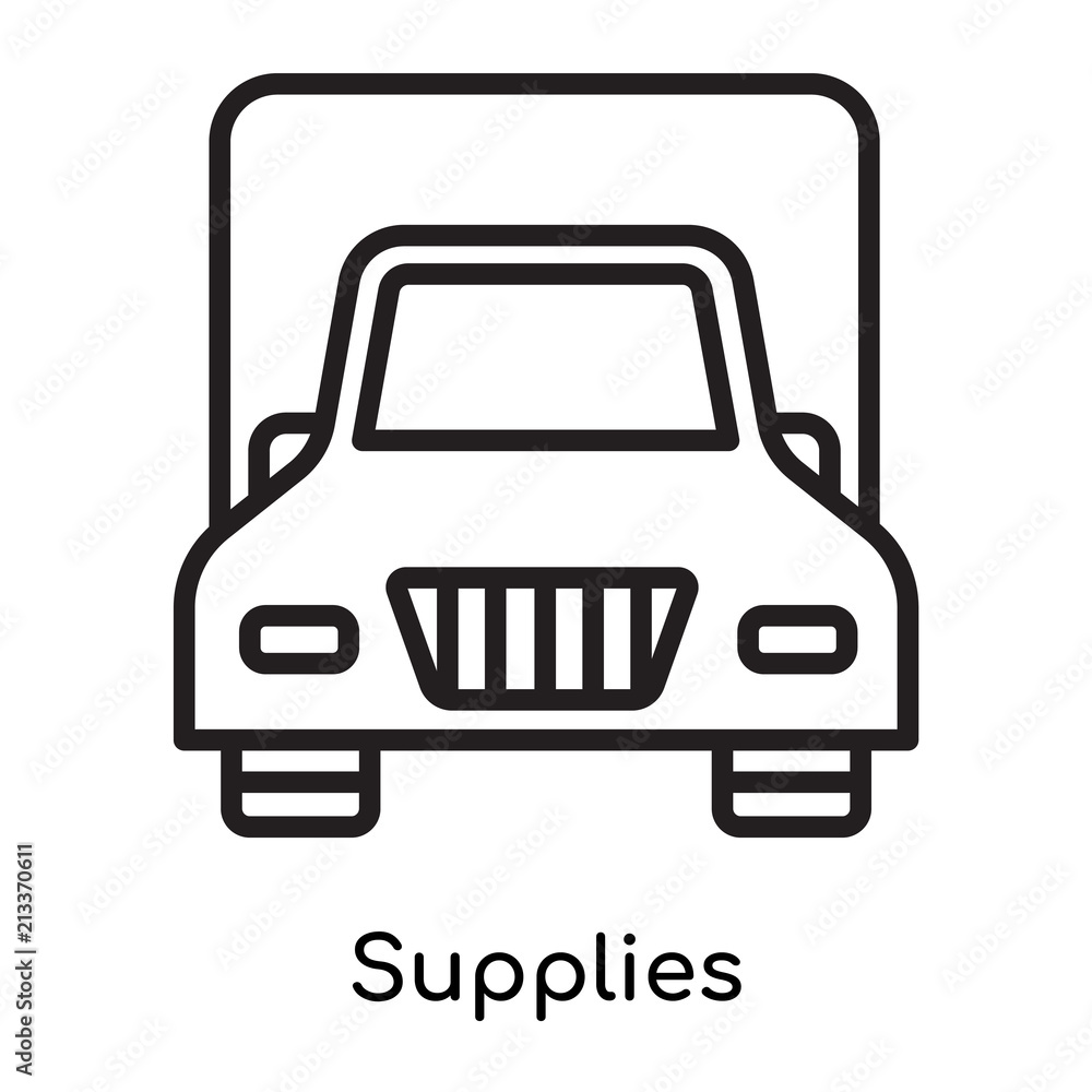 Supplies icon vector sign and symbol isolated on white background, Supplies logo concept, outline symbol, linear sign Supplies icon vector sign and symbol isolated on white background, Supplies logo concept, outline symbol, linear sign