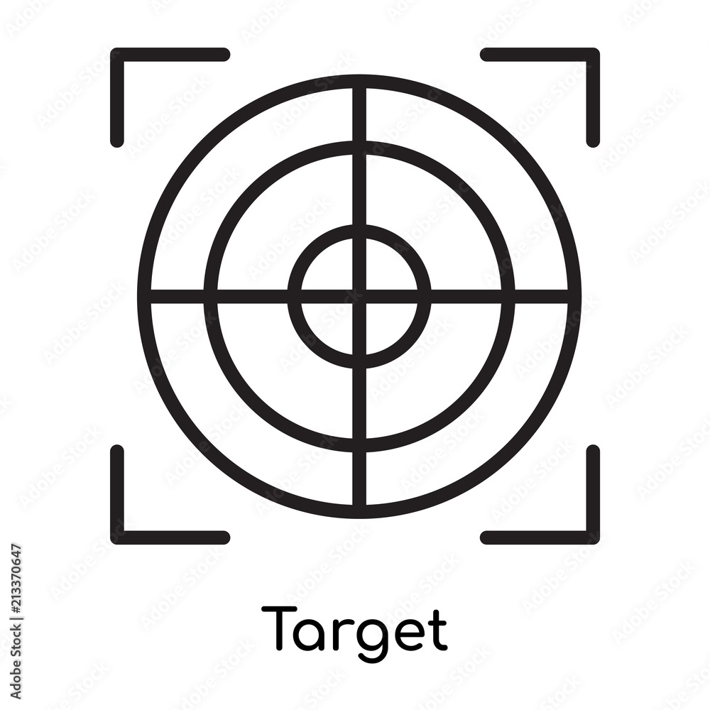 Target icon vector sign and symbol isolated on white background, Target logo concept, outline symbol, linear sign Target icon vector sign and symbol isolated on white background, Target logo concept, outline symbol, linear sign
