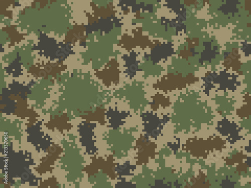 Camouflage seamless pattern. Trendy style pixel camo. Great for print on fabric. Vector illustration.
