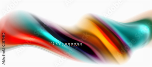 Fluid liquid mixing colors concept on light grey background, curve flow, trendy abstract layout template for business or technology presentation or web brochure cover, wallpaper