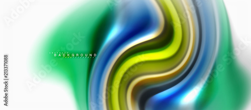 Fluid liquid mixing colors concept on light grey background, curve flow, trendy abstract layout template for business or technology presentation or web brochure cover, wallpaper